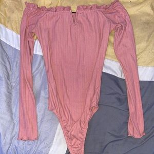 Pink off the shoulder Bodysuit (no snaps, step in)